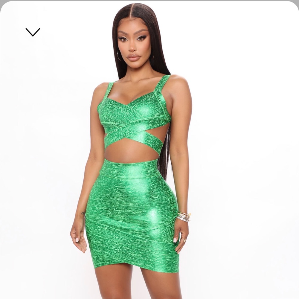 Green | XL| 2 piece bandage skirt set | Fashionova